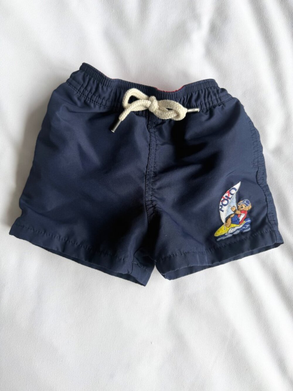 Polo Ralph Lauren Baby Boy Swim Trunks Navy Polo Bear Sailboat | Size 9M